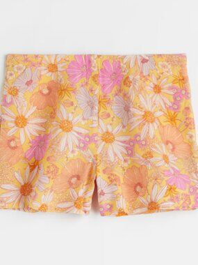 H&M Yellow & Pink Floral Linen Blend Shorts - Size 6
